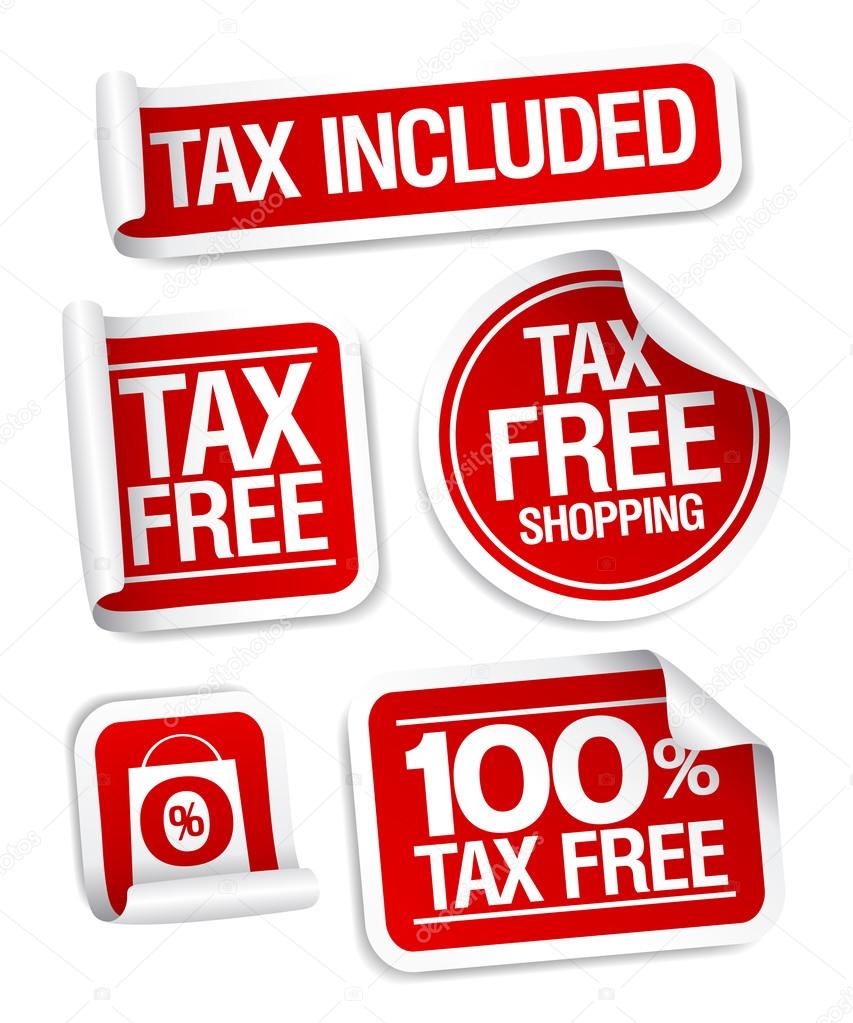 Tax free shopping stickers.