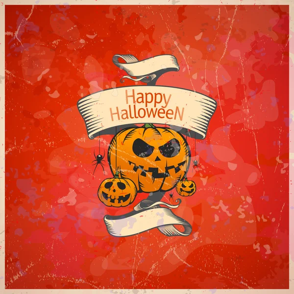 Tarjeta de Halloween con calabazas . — Vector de stock