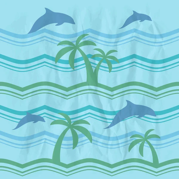 Seamless pattern with dolphins — Stock Vector