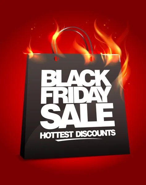 Fiery black friday sale design. — Stock Vector