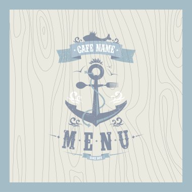 Retro restaurant seafood menu clipart