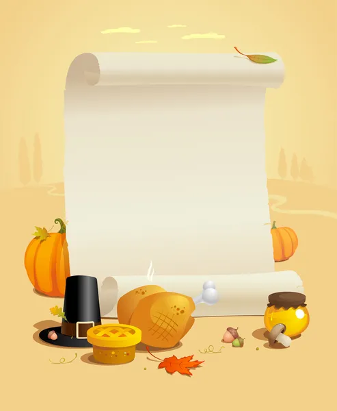 Thanksgiving design with paper roll. — Stock Vector