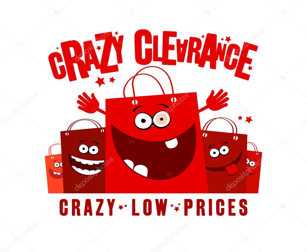 Crazy clearance illustration with bags