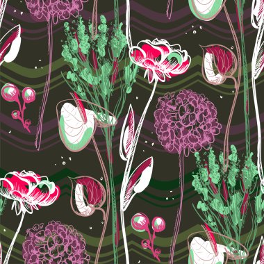 Retro pattern with flowers. clipart