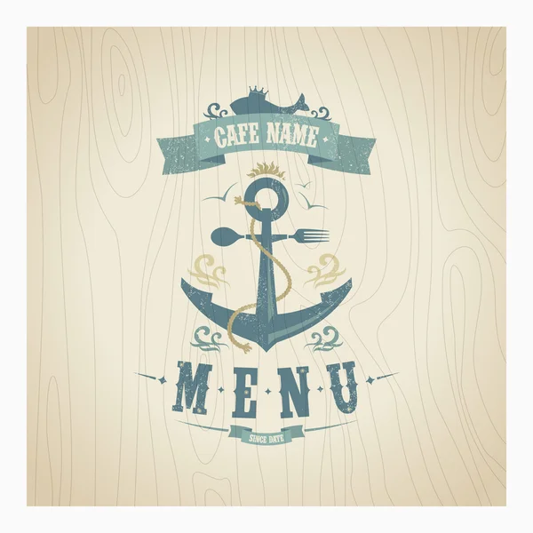 Restaurante retro menú de mariscos — Vector de stock