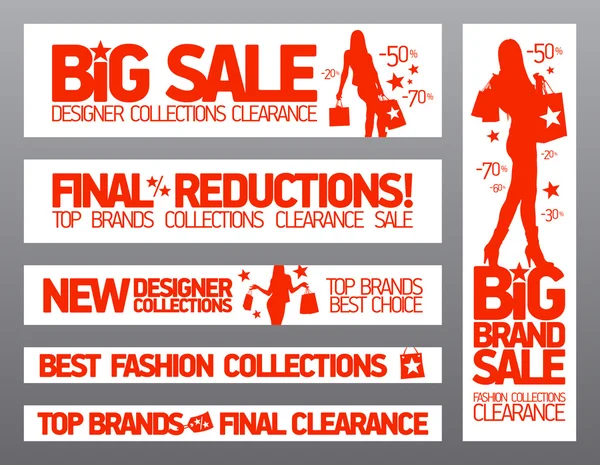 Banery moda na sprzedaż i nowe kolekcje odzieży. — Wektor stockowy