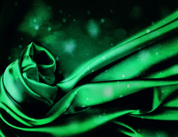 Green new year silk background. — Stock Photo, Image