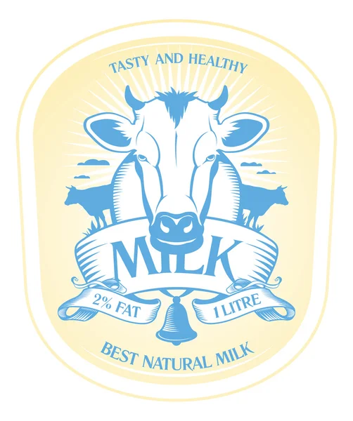 Diseño de la etiqueta de leche — Vector de stock