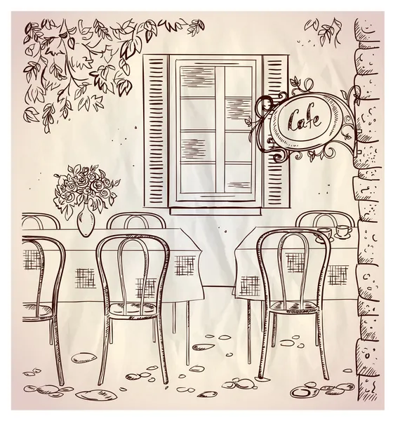 Street café grafisk illustration. — Stock vektor