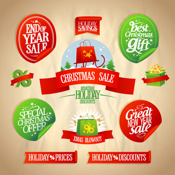 New year and Christmas sale designs collection.