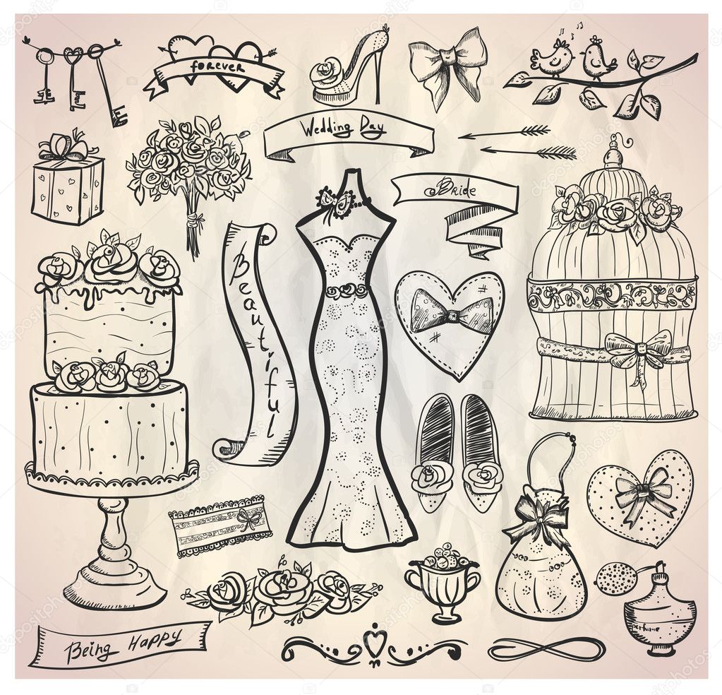 Wedding bridal graphic set.