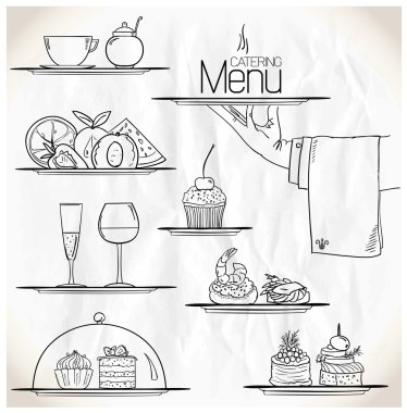 semboller catering ile grafik illüstrasyon.