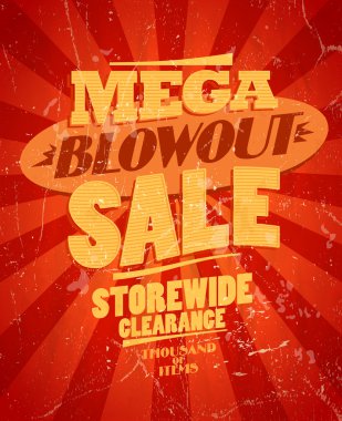 Mega blowout sale, storewide clearance design. clipart
