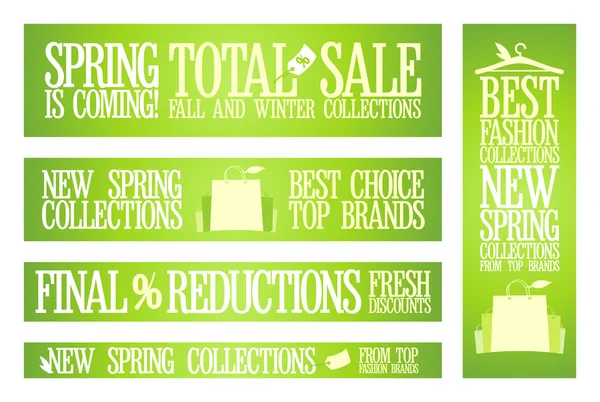 Spring fashion banners voor verkoop en nieuwe collecties. — Stockvector