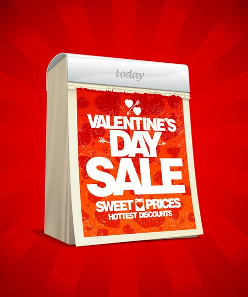 Aftelkalender voor Valentijnsdag verkoop ontwerp. — Stockvector