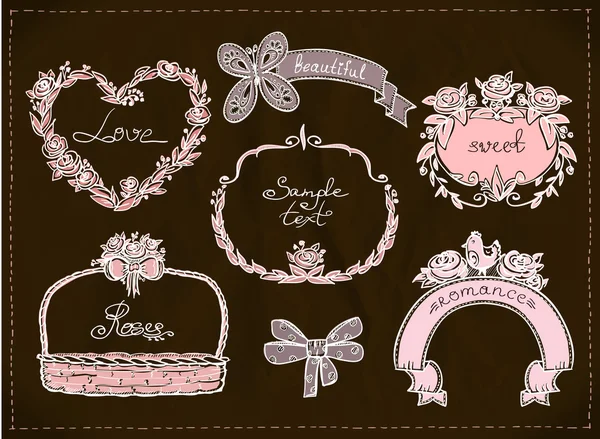 Matrimonio disegnato a mano set grafico . — Vettoriale Stock