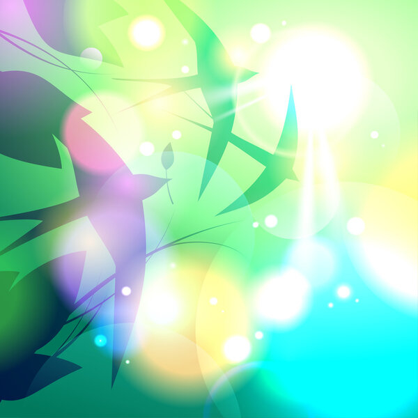 Card with a flock of swallows flying in the sky.