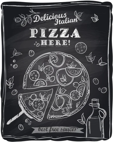 Tebeşir pizza ile dilim kesilmiş.