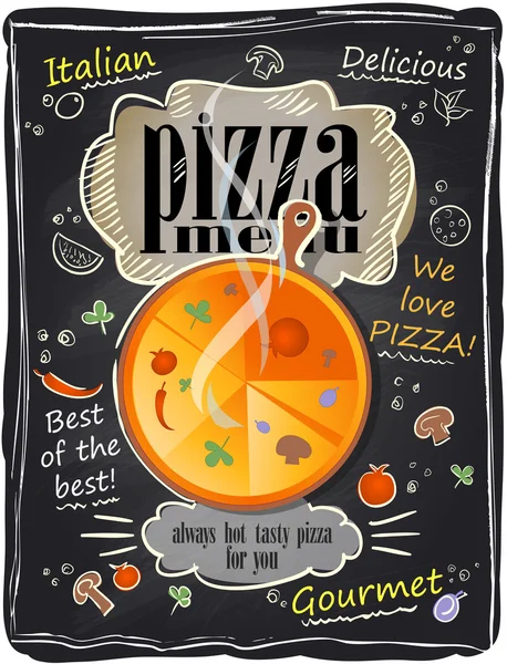 Sztuka kreda pizza menu. — Wektor stockowy