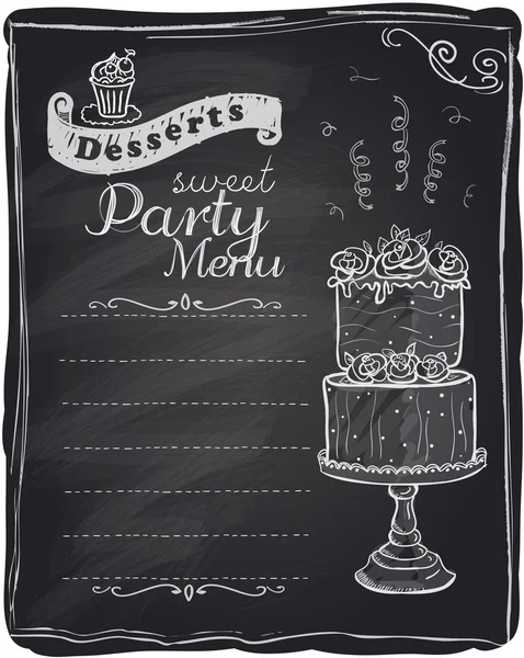 Menu fête desserts craie . — Image vectorielle
