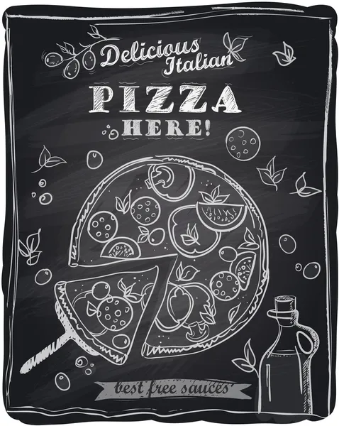 Chalk pizza with the cut off slice. — Stock Illustration Chalk pizza with the cut off slice. Royalty Free Stock Vectors