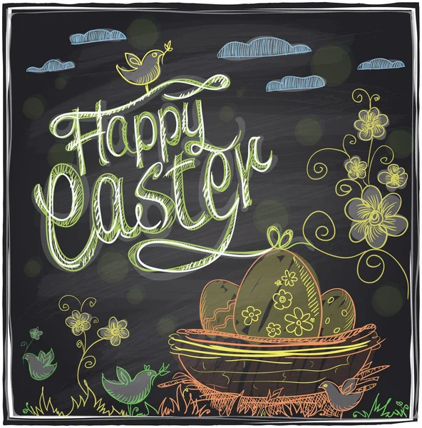 Easter graphic on a chalkboard. — Stock Vector