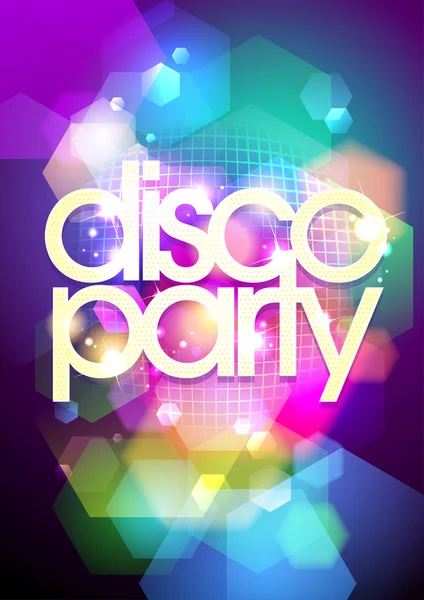 Disco party design on a bokeh background. — Stock Vector