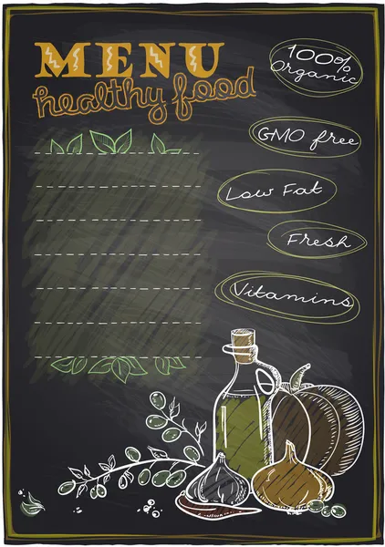 Chalkboard healthy food menu. — Stock Vector