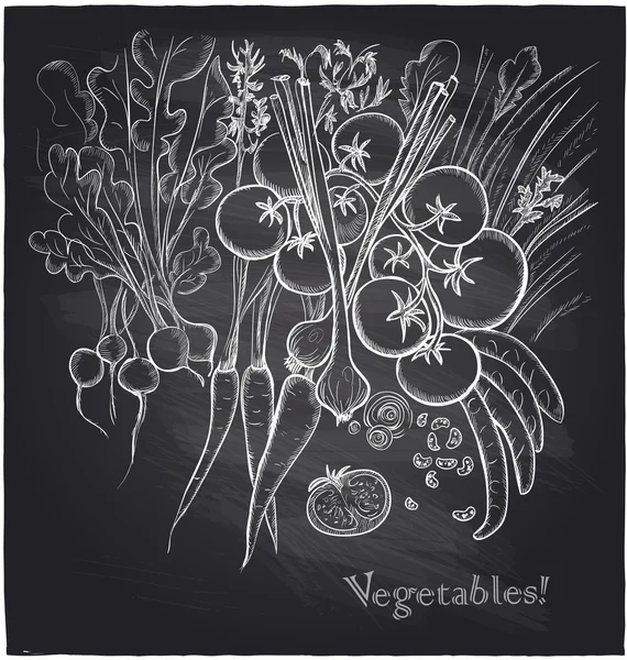 Fondo de verduras pizarra . — Vector de stock