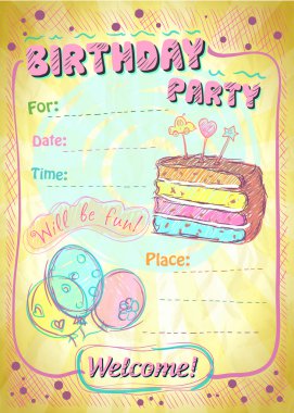 Doğum günü partisi daveti.
