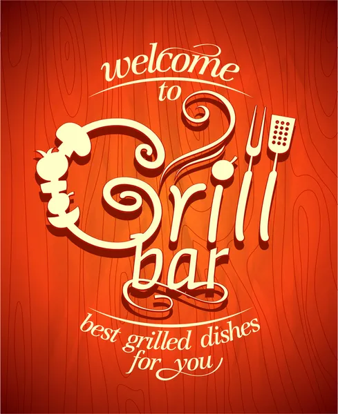 Grillbar Retro-Poster. — Stockvektor