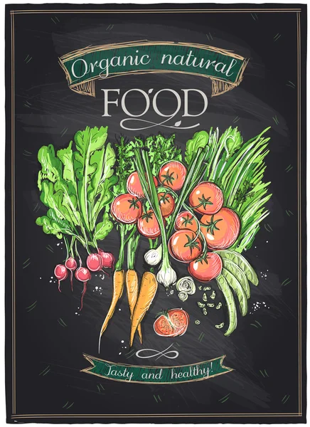 Kara tahta organik doğal gıda.