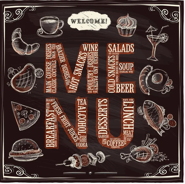 Menu avec graphique alimentaire assorti . — Image vectorielle