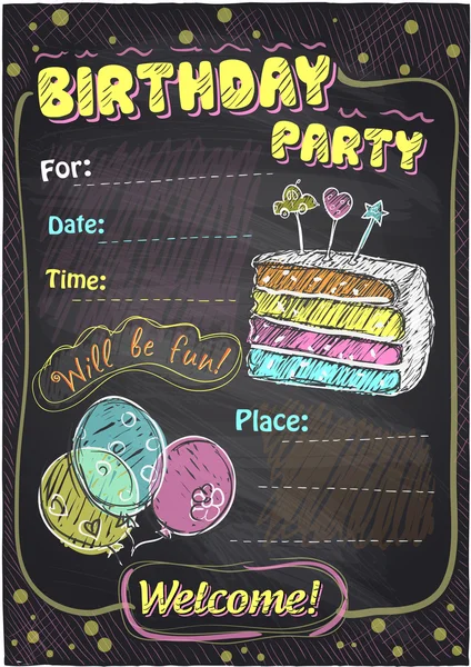 Birthday party chalkboard design. — Stock Vector