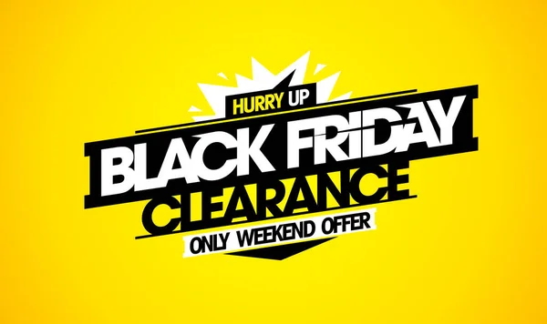 Black Friday Clearance Weekend Offer Vector Sale Web Banner Mockup — Stock Vector