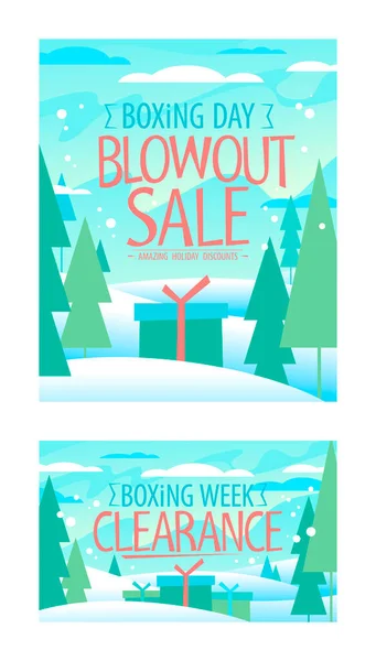 Boxing Day Blowout Sale Box Week Clearance Vektorové Webové Bannery — Stockový vektor