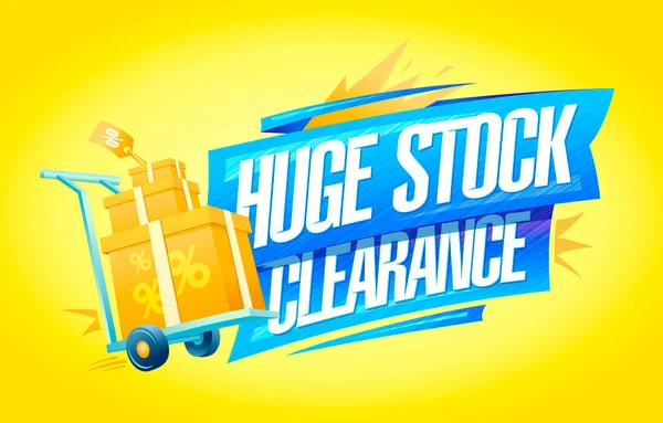 Gran Stock Liquidación Venta Vector Web Banner Diseño Con Cajas — Archivo Imágenes Vectoriales