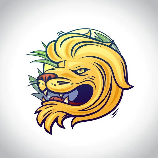 ライオンの頭のロゴベクトルテンプレート スポーツチームピクトグラム ティープリント タトゥースケッチ — ストックベクタ