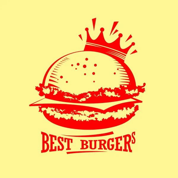 Лучшие Бургеры Большой Королевский Гамбургер Символ Шаблон Логотипа — стоковый вектор