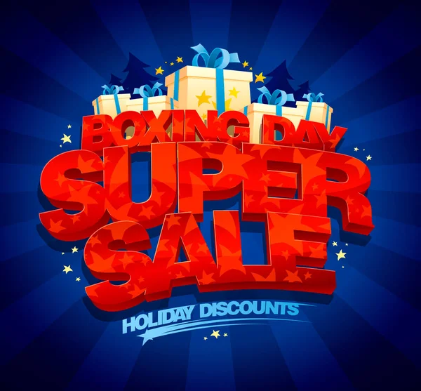 Boxing Day Super Sprzedaż Zniżki Wakacyjne Wektor Web Banner Design — Wektor stockowy