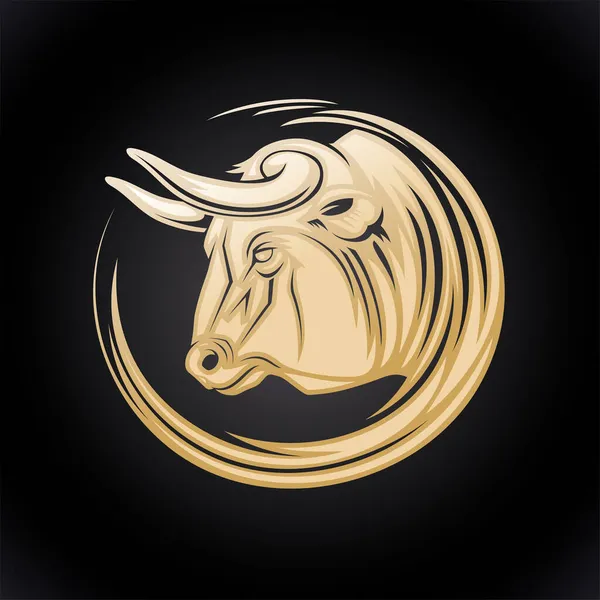 Bull Profile Golden Portrait Vector Logotype Illustartion — Stock Vector