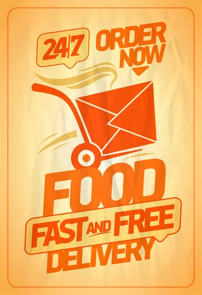 Γρήγορη Και Δωρεάν Παράδοση Τροφίμων Vector Web Banner Αφίσα Γρήγορη — Διανυσματικό Αρχείο