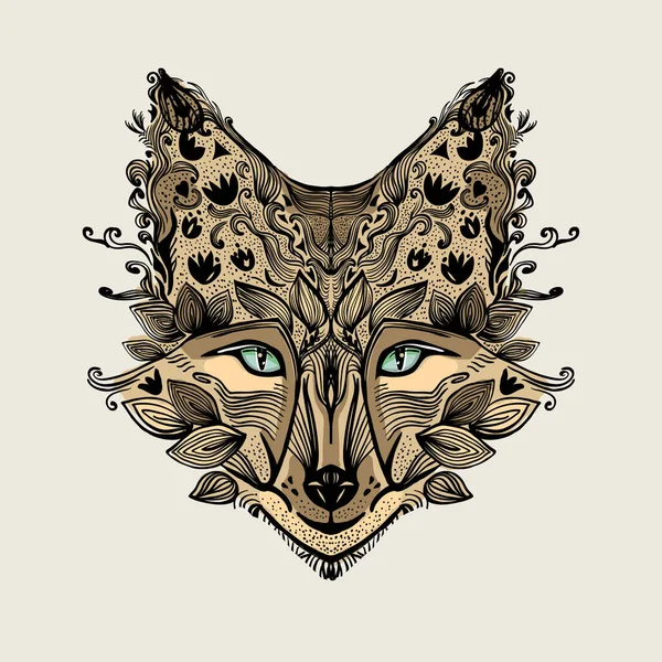 Art Graphic Fox Portrait Nature Motives Vector Illustration Tattoo Style — Stock Vector