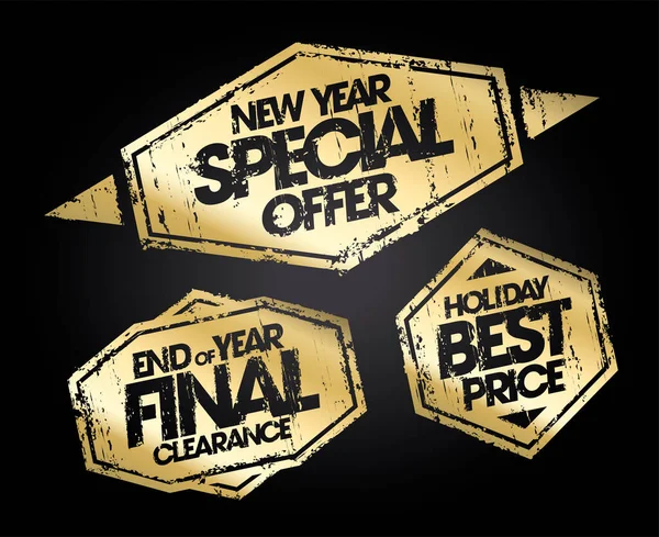 New Year Special Offer End Year Final Clearance Holiday Best — Stock Vector