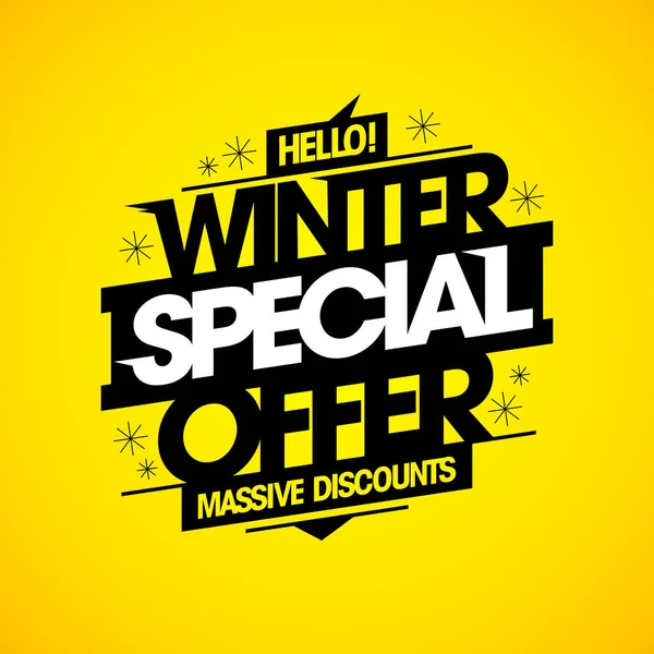 Winter Special Offer Massive Discounts Sale Vector Poster Web Banner — Stock Vector