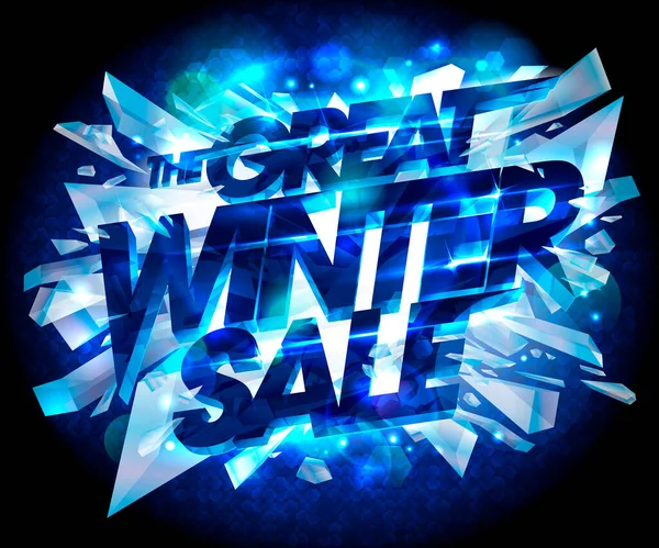 Great Winter Sale Web Banner Vector Design Exploded Pieces Ice — Stock Vector