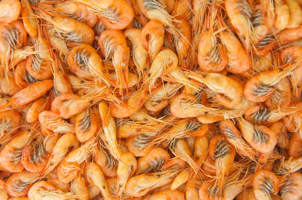 Cooked Shrimps Food Background Top View Healthy Seafood Backdrop — Stockfoto