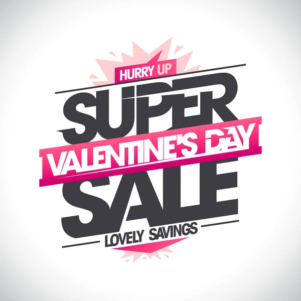 Super Valentine Day Sale Lovely Savings Hurry Vector Web Banner — Stockvektor