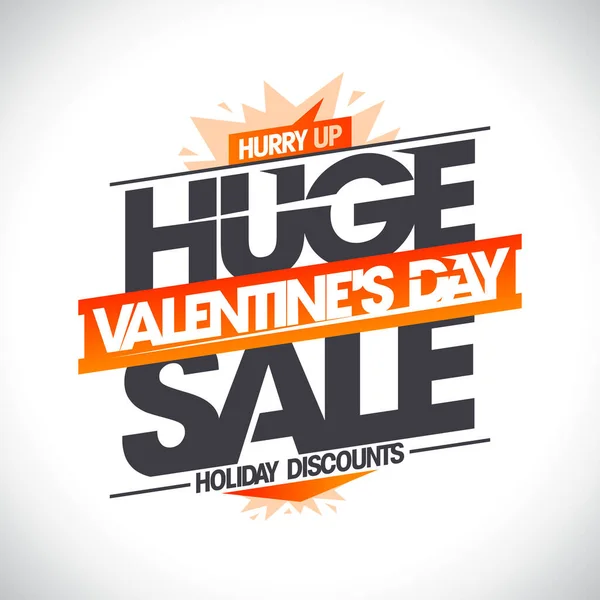 Huge Valentine Day Sale Holiday Discounts Hurry Vector Web Banner — Διανυσματικό Αρχείο