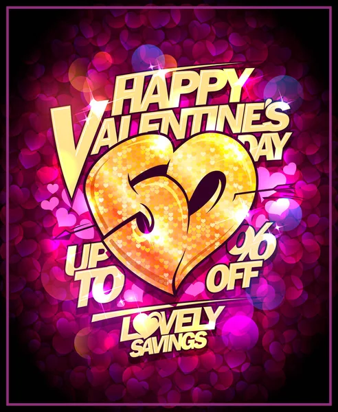 Valentine Day Sale Poster Lovely Savings Percents Half Price Vector — Vettoriale Stock